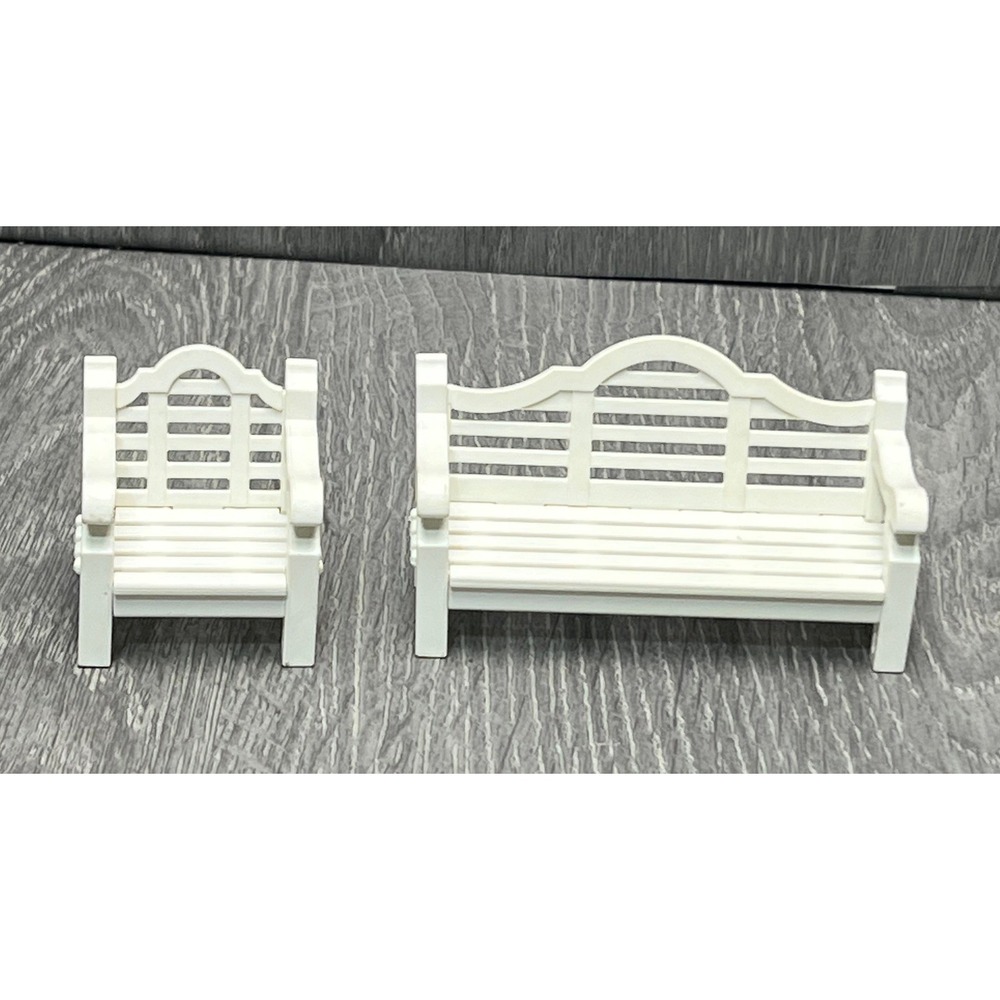 Playmobil White Victorian Garden Furniture Set Miniature Bench and Armchair